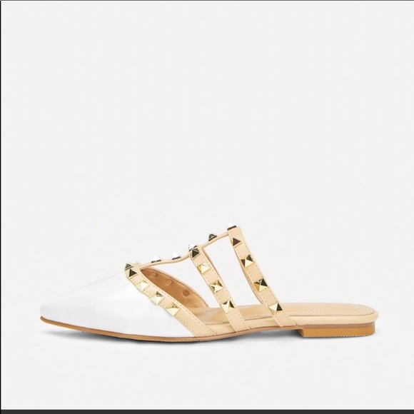 LAST 1🔥SALE New White Patent Leather Flats/Mules - Picture 3 of 5